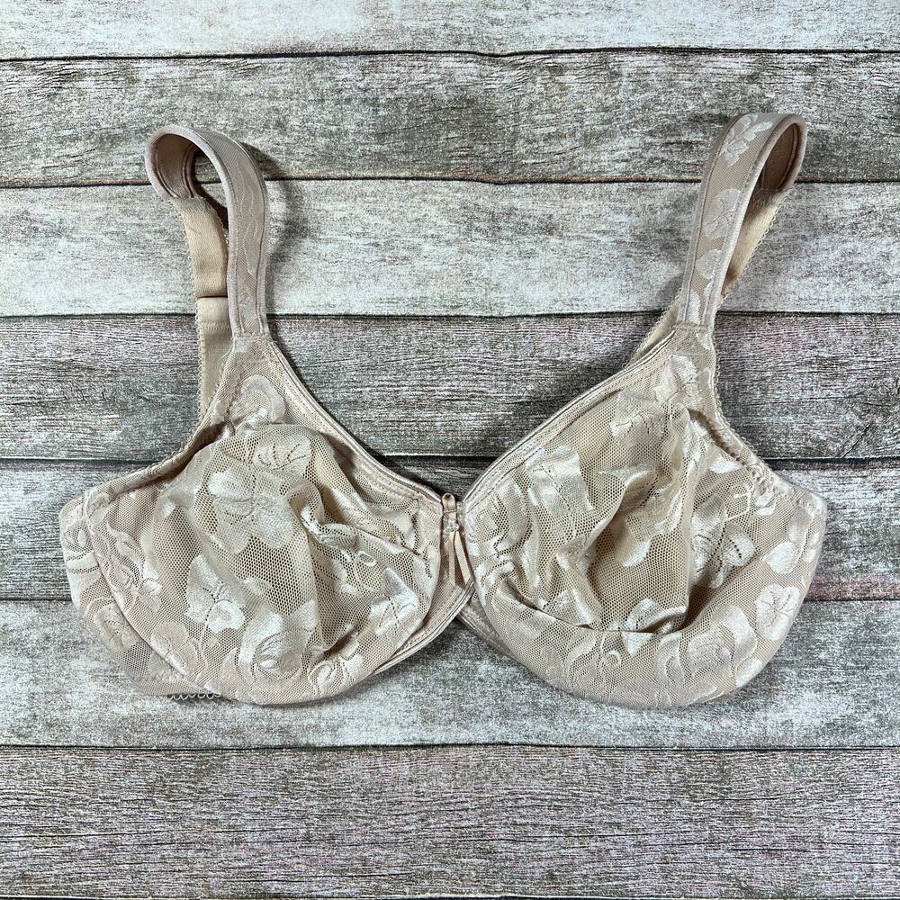 Wacoal Womens Bra Size 32D Beige Lace Floral Unlined Underwire Awareness 85567
